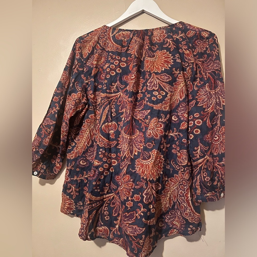 Lauren Ralph Lauren Paisley Ruffle Blouse Multicolor xl preppy boho chic - Picture 4 of 7